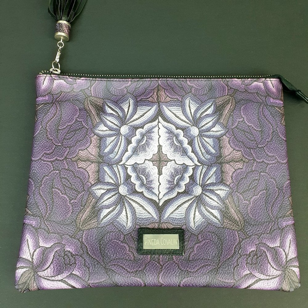 PINEDA COVALIN Blush Purple Floral Clutch Handbag.